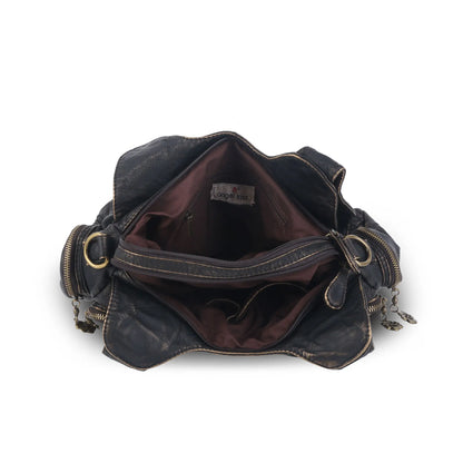 Vintage Bronze PU Leather Handbag – Multi-Pocket Shoulder Tote & Crossbody Bag