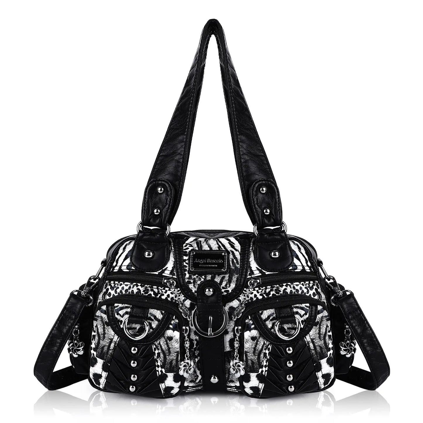 Fashion Multi-Pocket Compartment Leopard Print Handbag