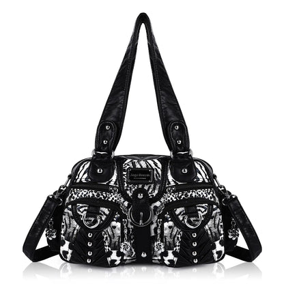 Fashion Multi-Pocket Compartment Leopard Print Handbag