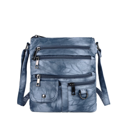 Women's tie-dye vintage pu leather crossbody bag
