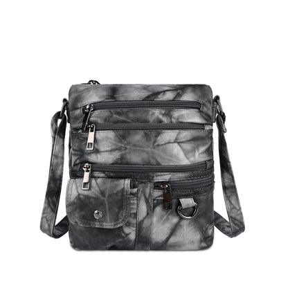 Women's tie-dye vintage pu leather crossbody bag