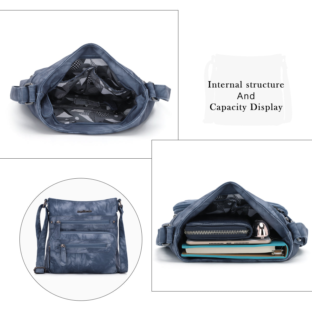Women's tie-dye denim vintage crossbody bag