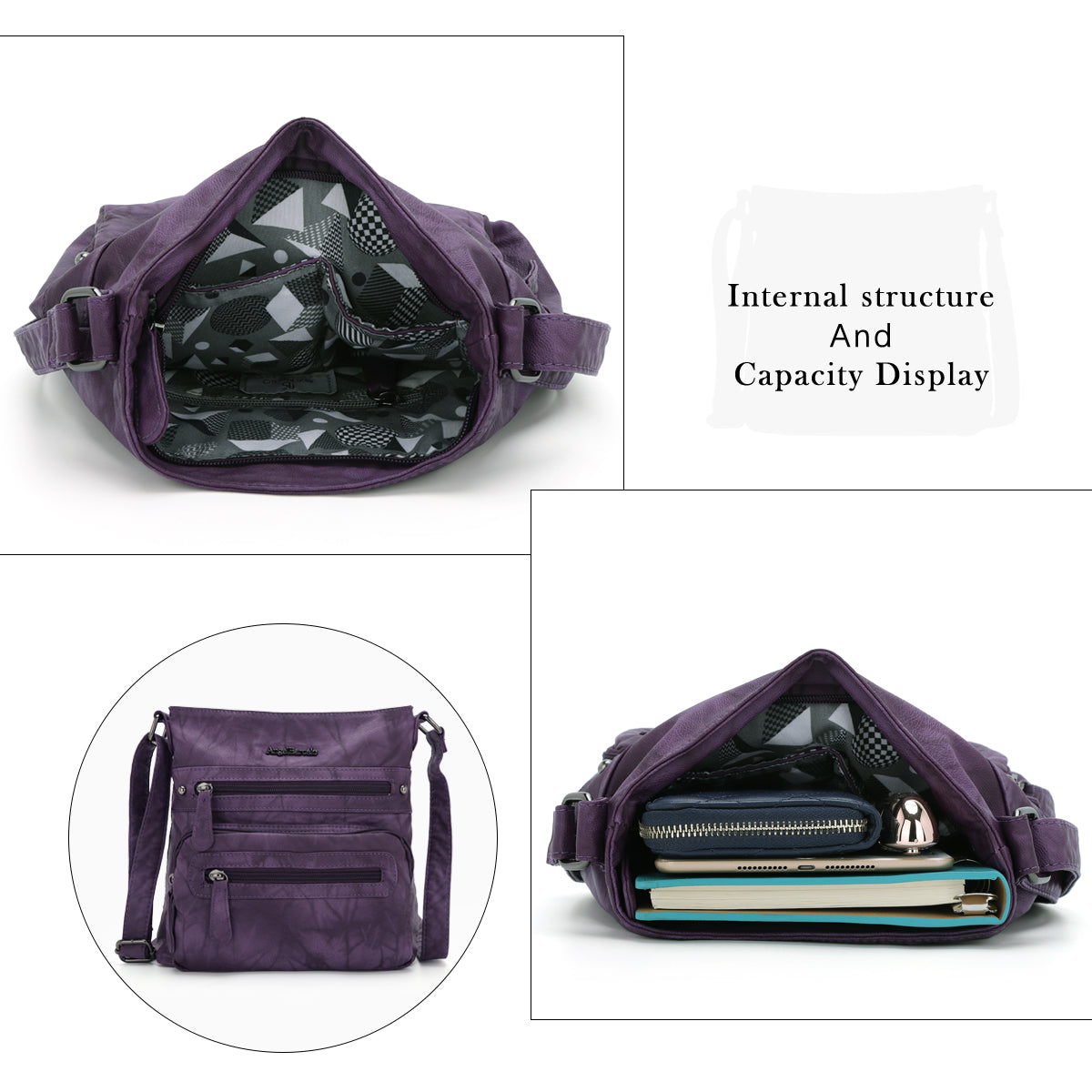 Women's tie-dye denim vintage crossbody bag