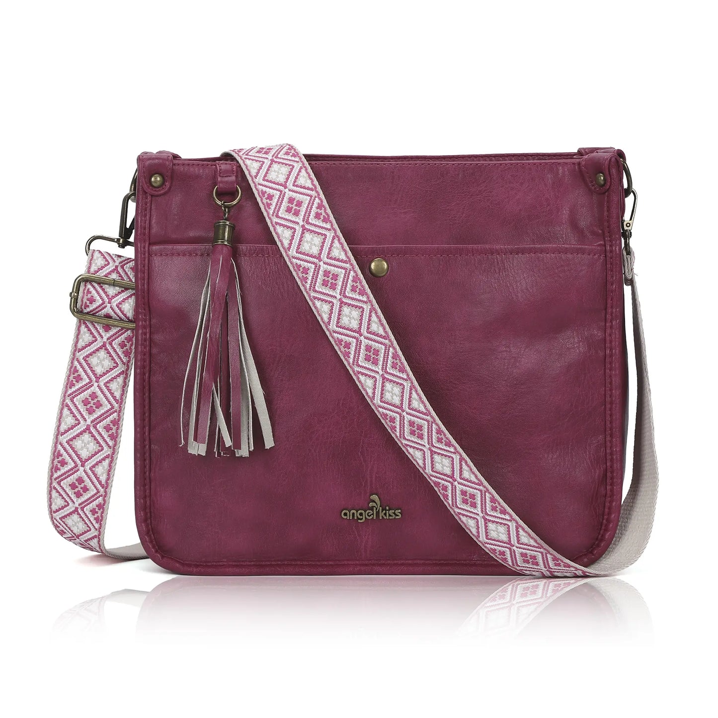 Vegan Leather Tassel Crossbody Bag with Dual Straps