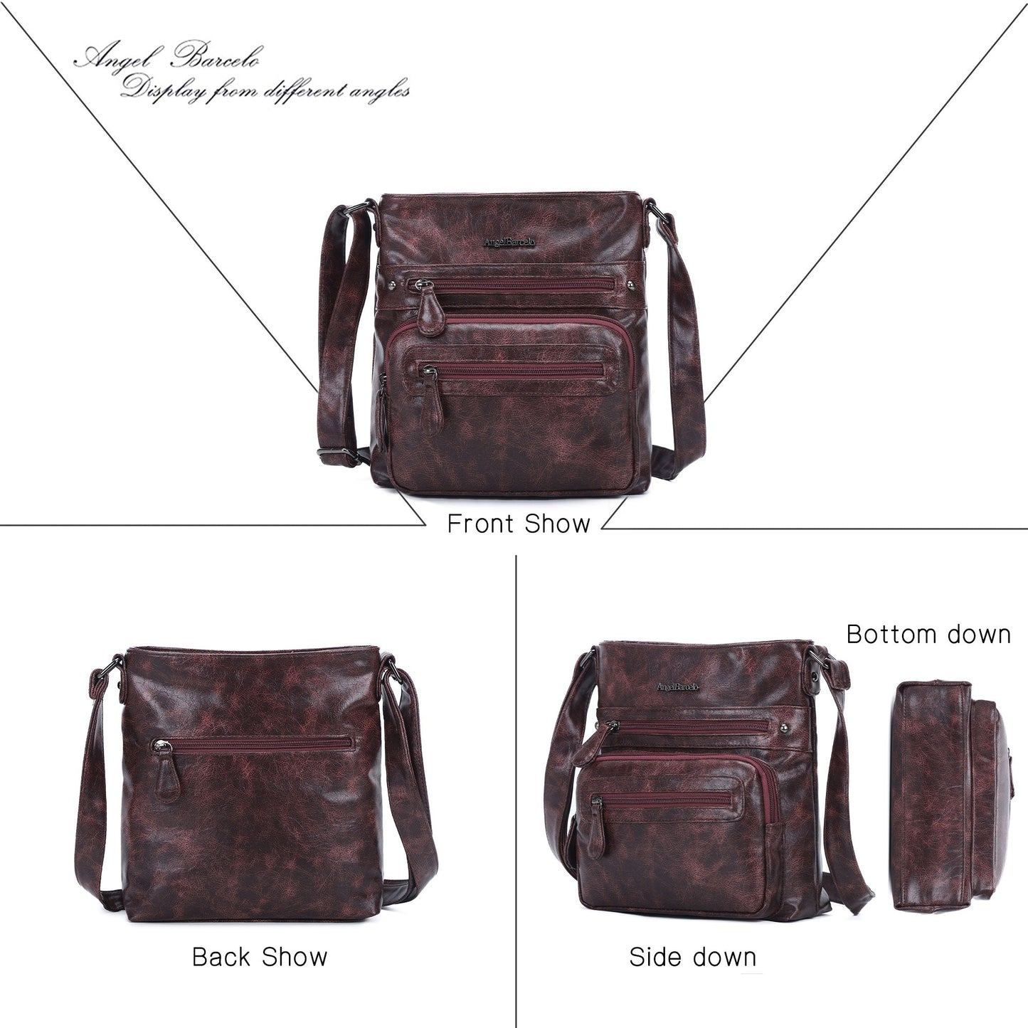 Women's washed tie-dye  vintage crossbody bag