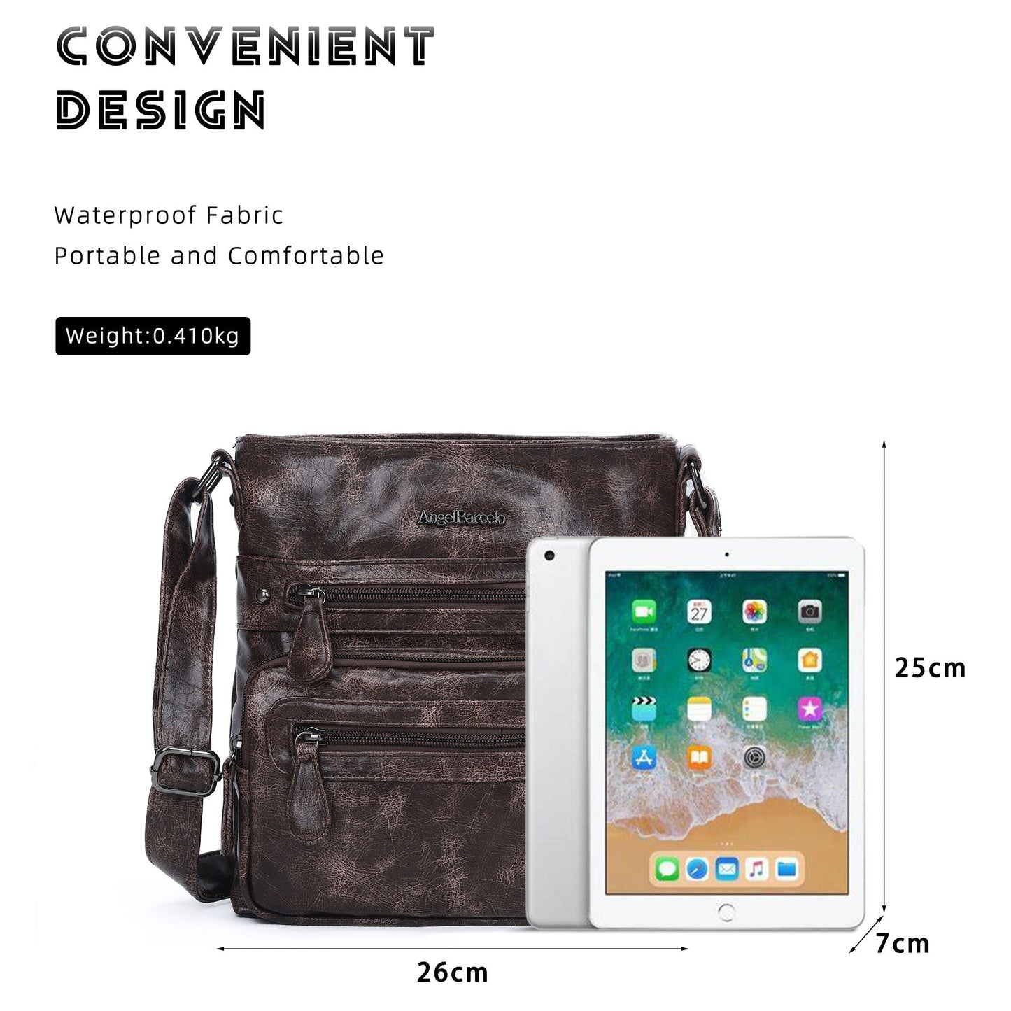 Women's washed tie-dye  vintage crossbody bag
