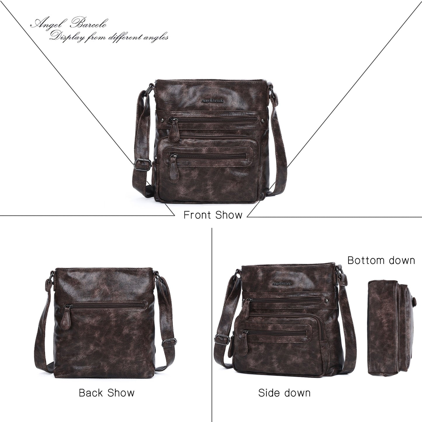 Women's washed tie-dye  vintage crossbody bag