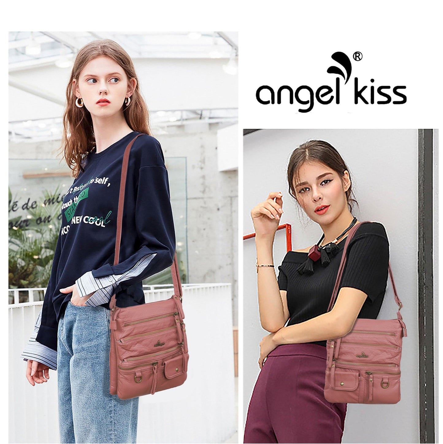 Vintage solid color fashion crossbody bag