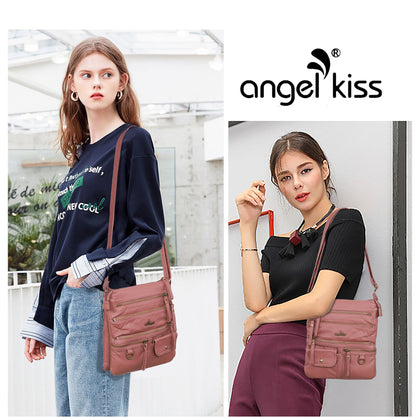 Vintage solid color fashion crossbody bag