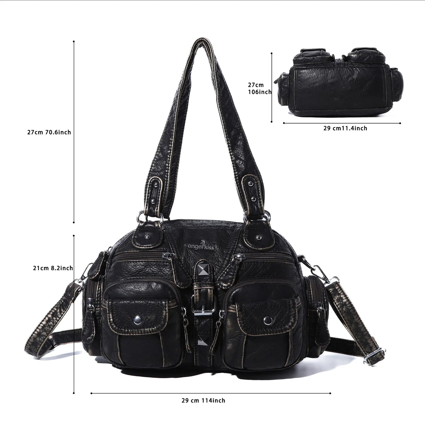 Washed Leather Multi Purpose Design Unique design Crossbody Bag