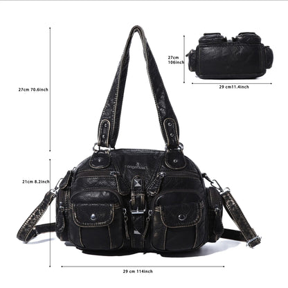 Washed Leather Multi Purpose Design Unique design Crossbody Bag