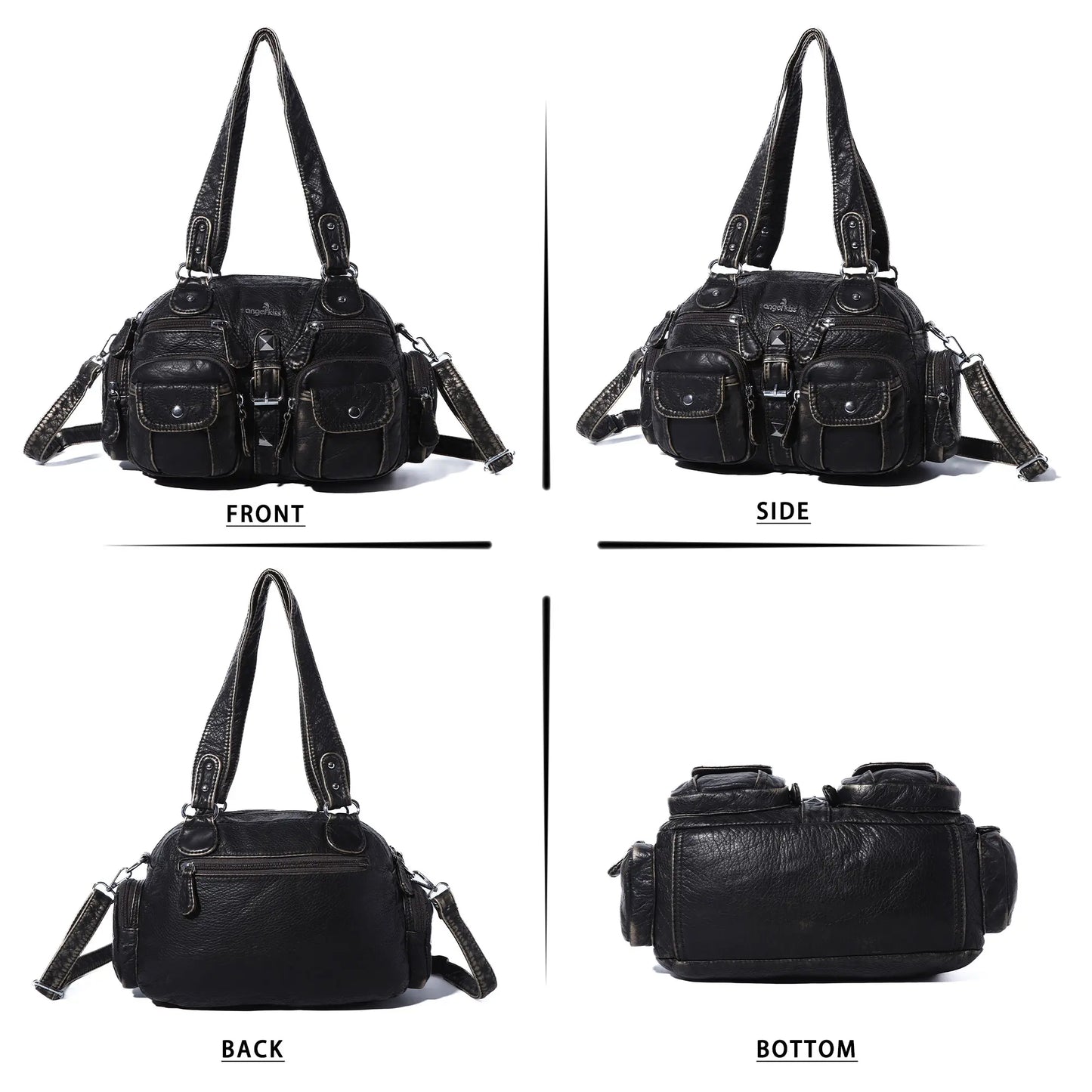 Washed Leather Multi Purpose Design Unique design Crossbody Bag