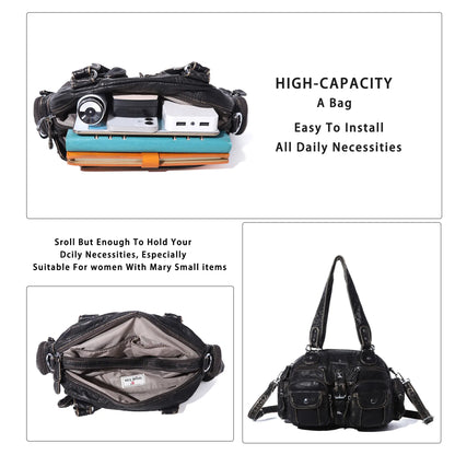 Washed Leather Multi Purpose Design Unique design Crossbody Bag