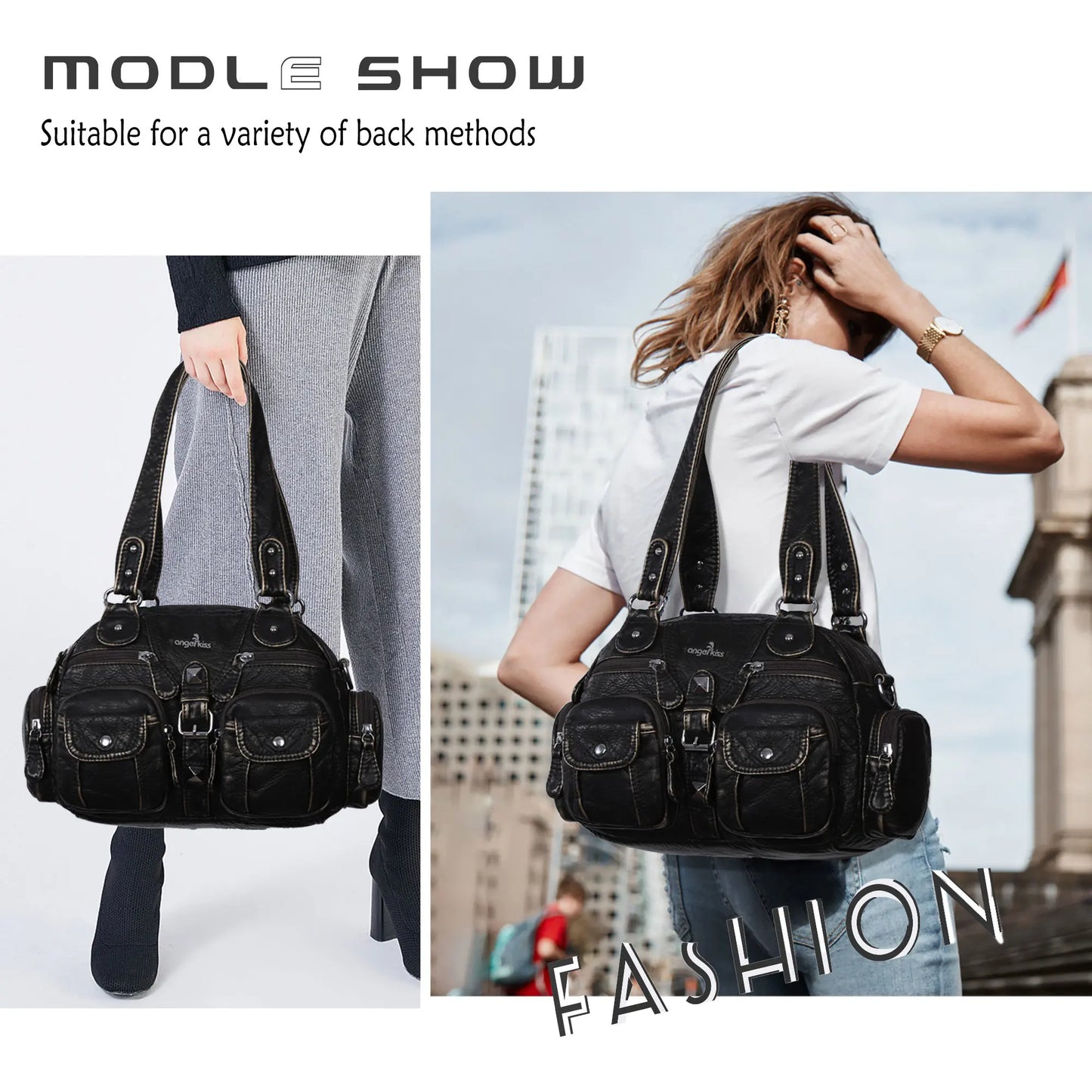 Washed Leather Multi Purpose Design Unique design Crossbody Bag