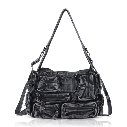Trendy Multi-Pocket Denim Shoulder/handbag/tote bag