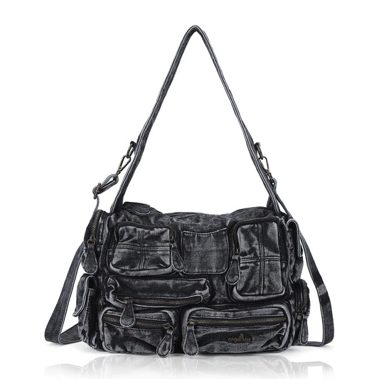 Trendy Multi-Pocket Denim Shoulder/handbag/tote bag