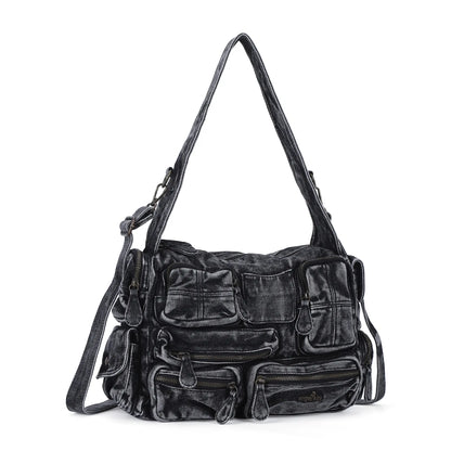 Trendy Multi-Pocket Denim Shoulder/handbag/tote bag
