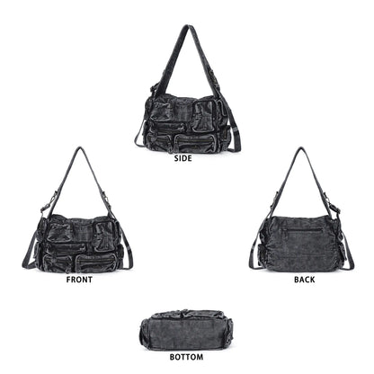 Trendy Multi-Pocket Denim Shoulder/handbag/tote bag