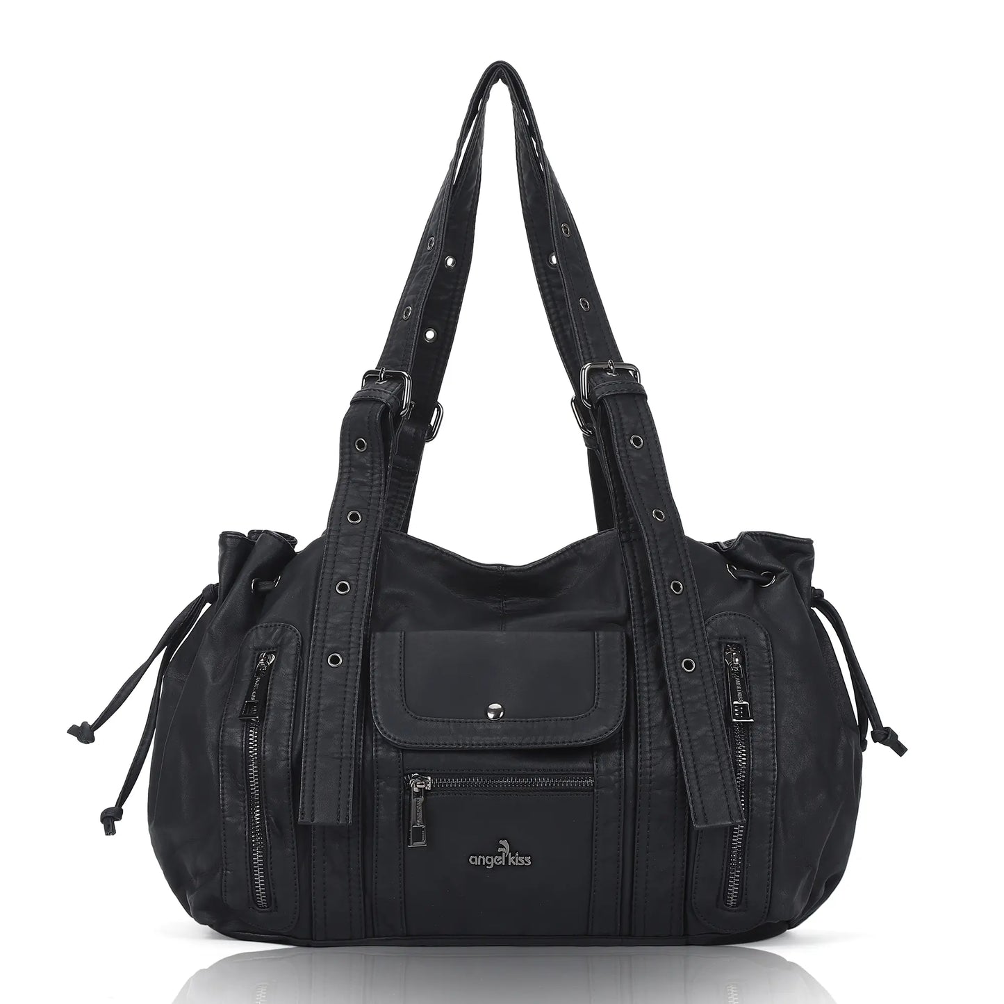 Angelkiss Women’s Vegan Leather Handbag – Soft Large Shoulder Bag with Multi Pockets & Durable Zipper Closure
