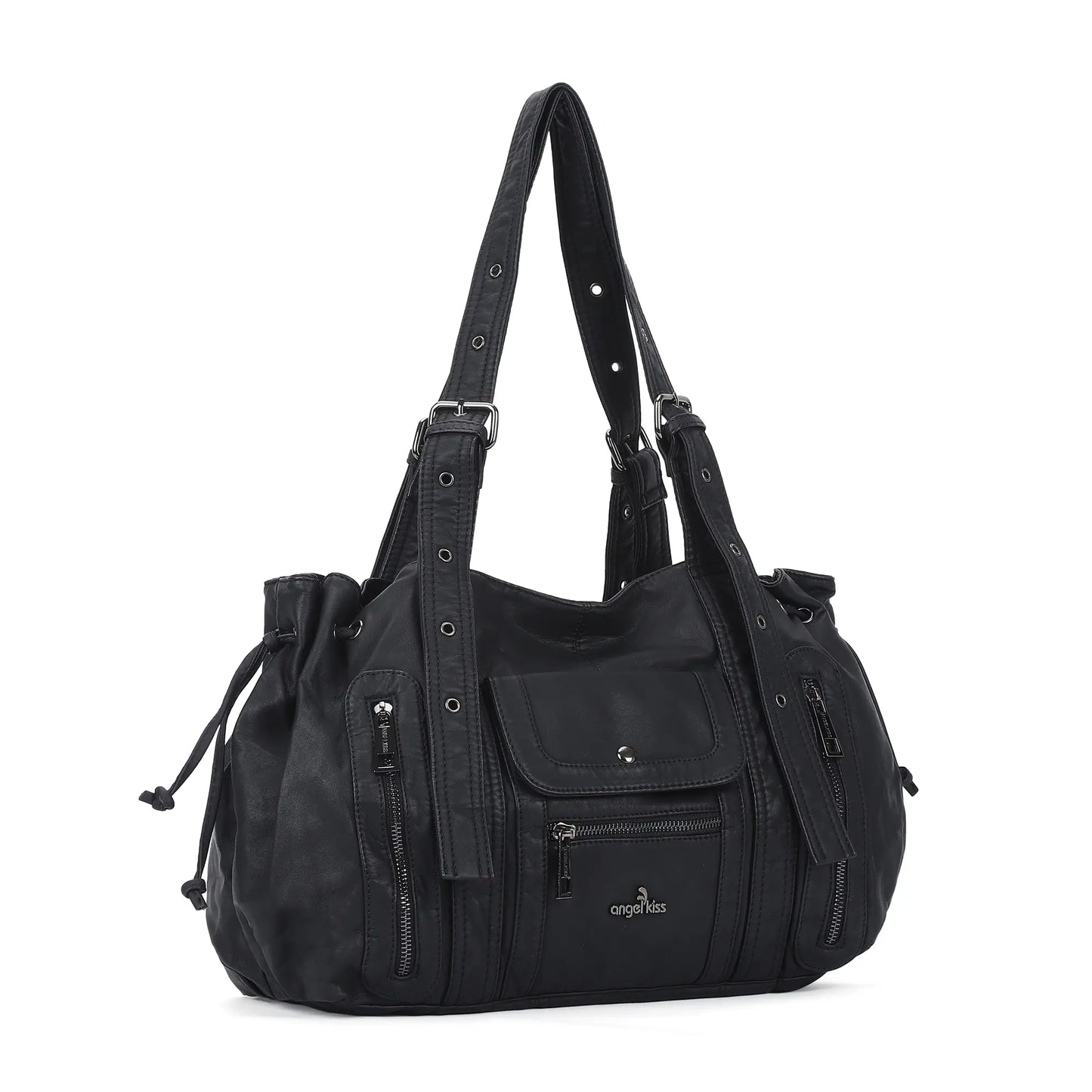Angelkiss Women’s Vegan Leather Handbag – Soft Large Shoulder Bag with Multi Pockets & Durable Zipper Closure