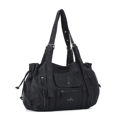 Angelkiss Women’s Vegan Leather Handbag – Soft Large Shoulder Bag with Multi Pockets & Durable Zipper Closure