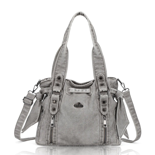 Angelkiss Vintage PU Tote Bag | Large Capacity Shoulder & Crossbody Handbag for Everyday Use