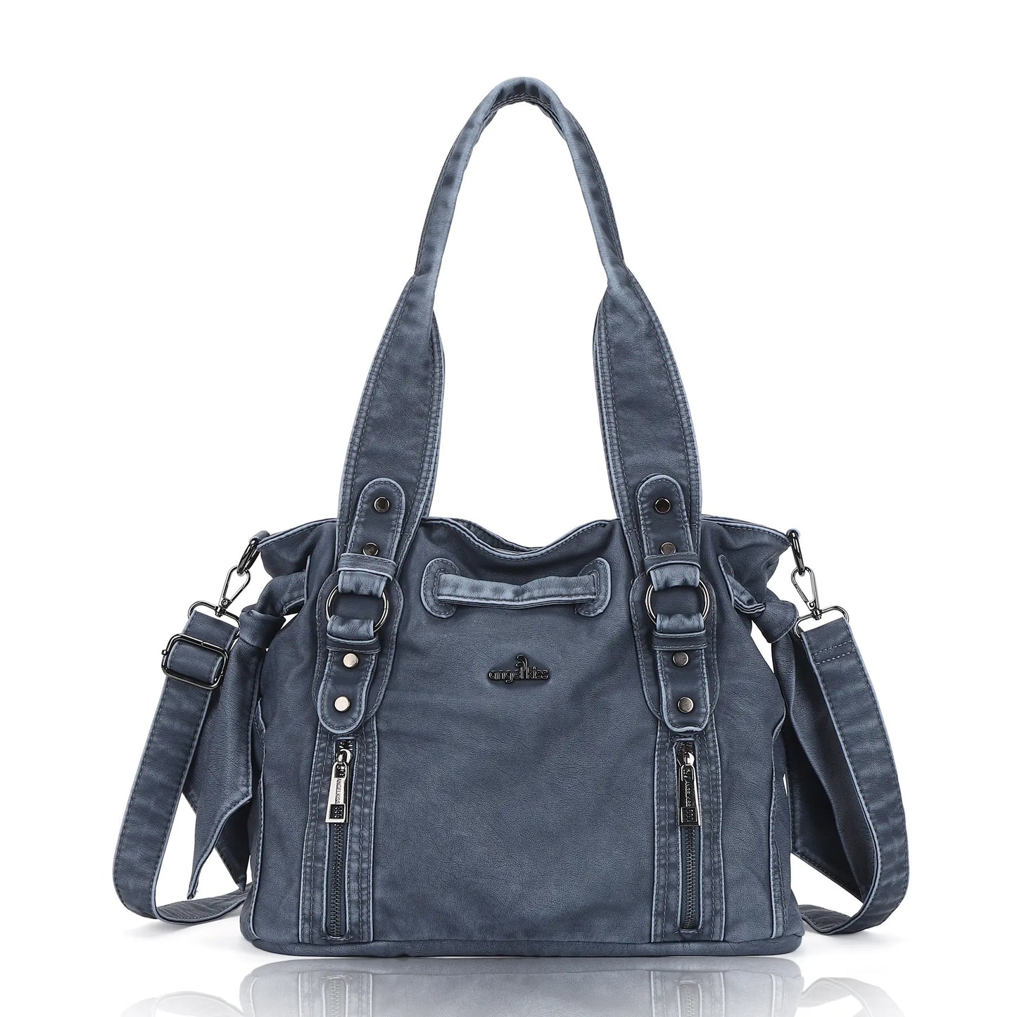 Angelkiss Vintage PU Tote Bag | Large Capacity Shoulder & Crossbody Handbag for Everyday Use
