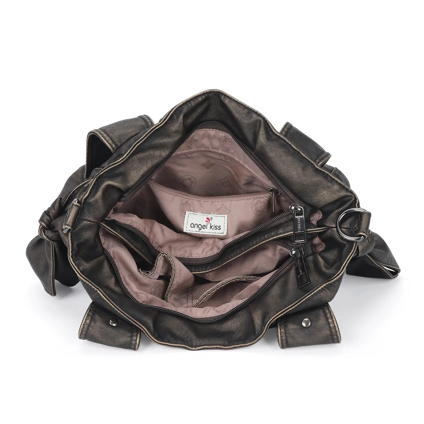 Angelkiss Vintage PU Tote Bag | Large Capacity Shoulder & Crossbody Handbag for Everyday Use