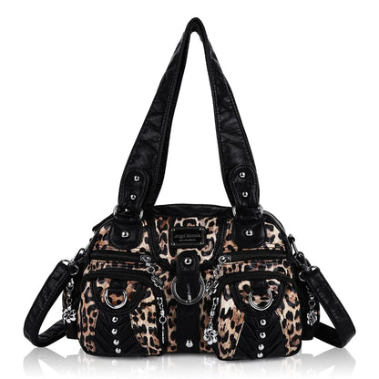 Fashion Multi-Pocket Compartment Leopard Print Handbag